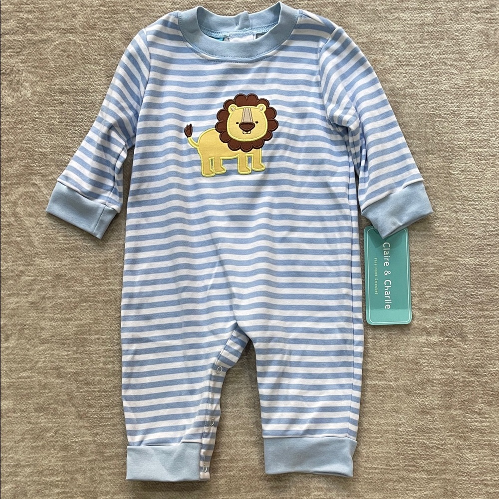Blue Striped Lion Romper